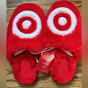 NWT! Target Logo Red Fuzzy Slippers